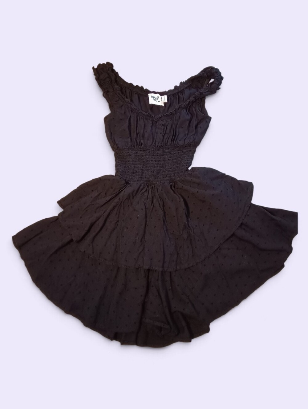Black Ruffled Tiered Girls Dress by Princess Polly